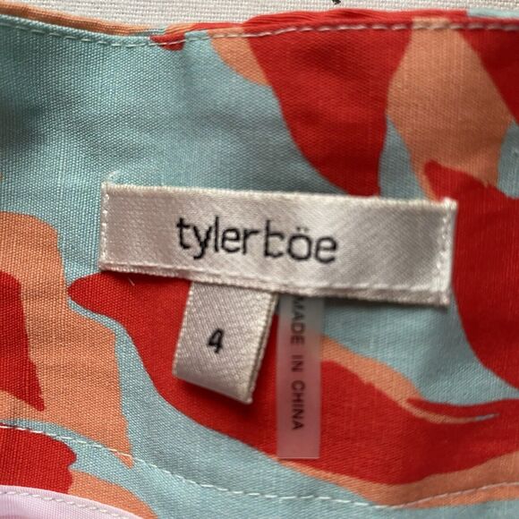 Tyler Boe Women Linen Paper Bag Shorts S/4 Floral Pleated Front High Rise Beach - Picture 7 of 8